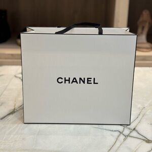 CHANEL Classic White paper Shopping Bag 11.5x10x5 inches